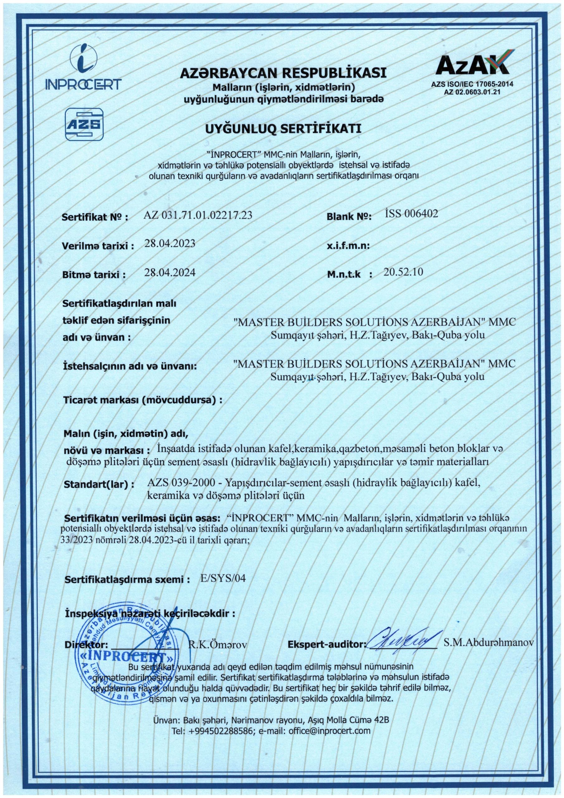 Uyğunluq sertifikatı(2)